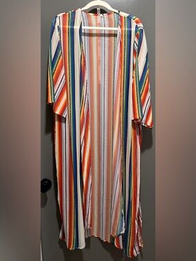 Colorful Striped Duster Kimono